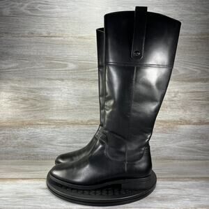 Vionic Women's Mayes Black Leather Zip Up Water Resistant Knee High Boots Size 7